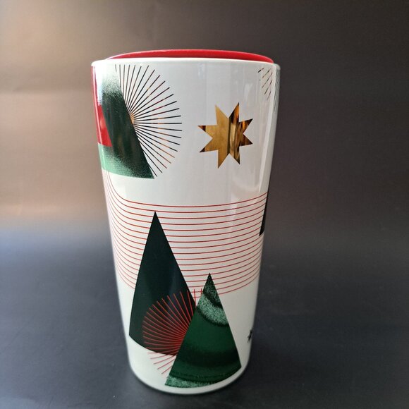 Starbucks Christmas Tree Star Holiday 2020 Double Wall Ceramic Tumbler Mug 12 Oz - Picture 12 of 12